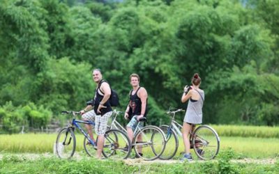 Les touristes louent des vélos pour le déplacement autour du village - Voyage Mai Chau